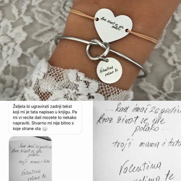 Personalizirana Heart narukvica s jednim privjeskom